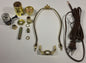 Table Lamp Wiring Kit With 9" Brass Plated Harp, 3 Way Socket, 8 ft. Brown Cord