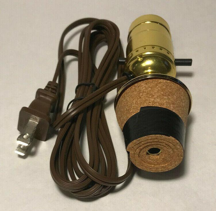 New Make A Bottle Lamp Kit With 1 3/4" Cork Base And 6 ft. Brown Cord #BK351 - Stone Door Lamps