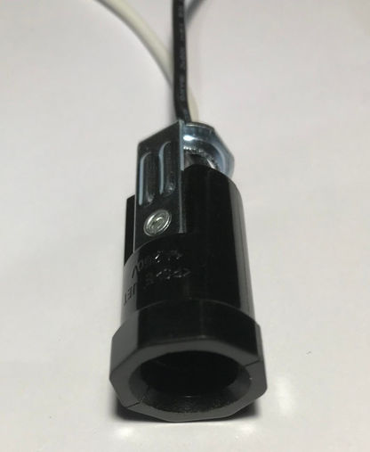 New Phenolic Pigtail E12 Candelabra Socket, 6" Wire Leads, 1/8F Hickey #SO633
