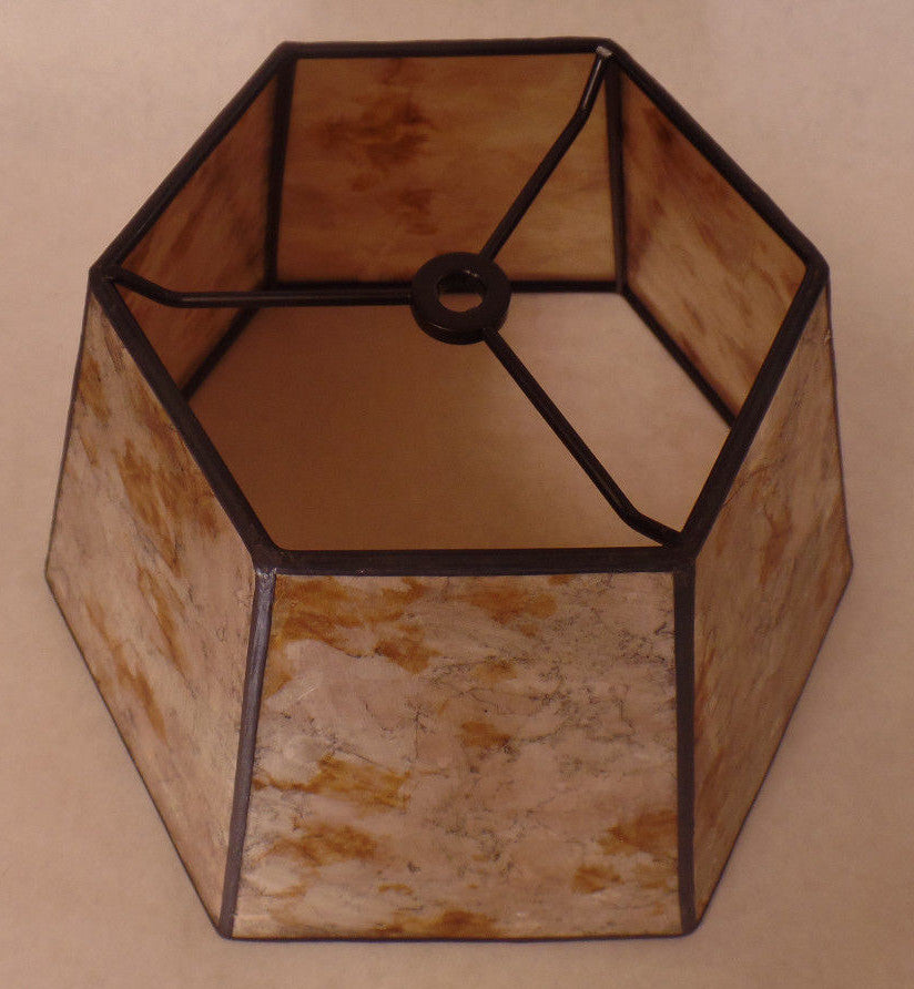 7" x 12" x 7 1/2" Onyx Color Hexagon Style Mica Bridge Floor Lamp Shade #703s