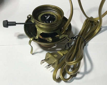 New Antique Brass Plated #2 Electric Lamp Burner W/ 6 ft. Unfinished Brass Cord - Stone Door Lamps