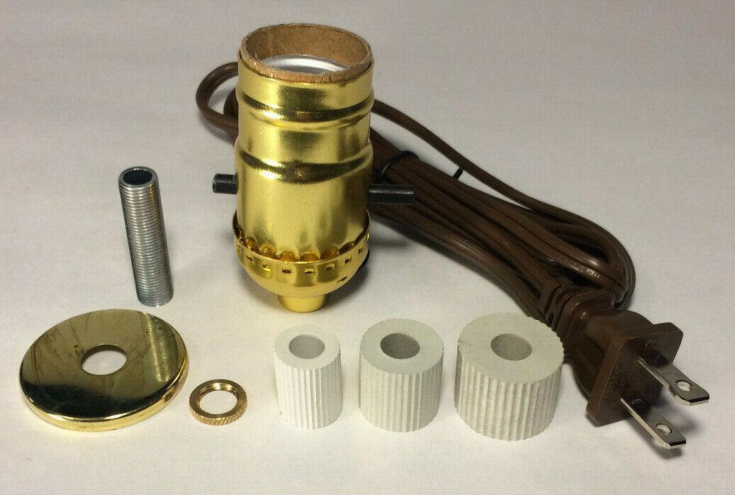 New Jug, Bottle Lamp Adapter Kit With 6 ft. Brown Cord And Hardware #JA336 - Stone Door Lamps