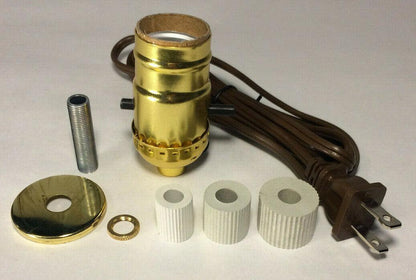 New Jug, Bottle Lamp Adapter Kit With 6 ft. Brown Cord And Hardware #JA336 - Stone Door Lamps