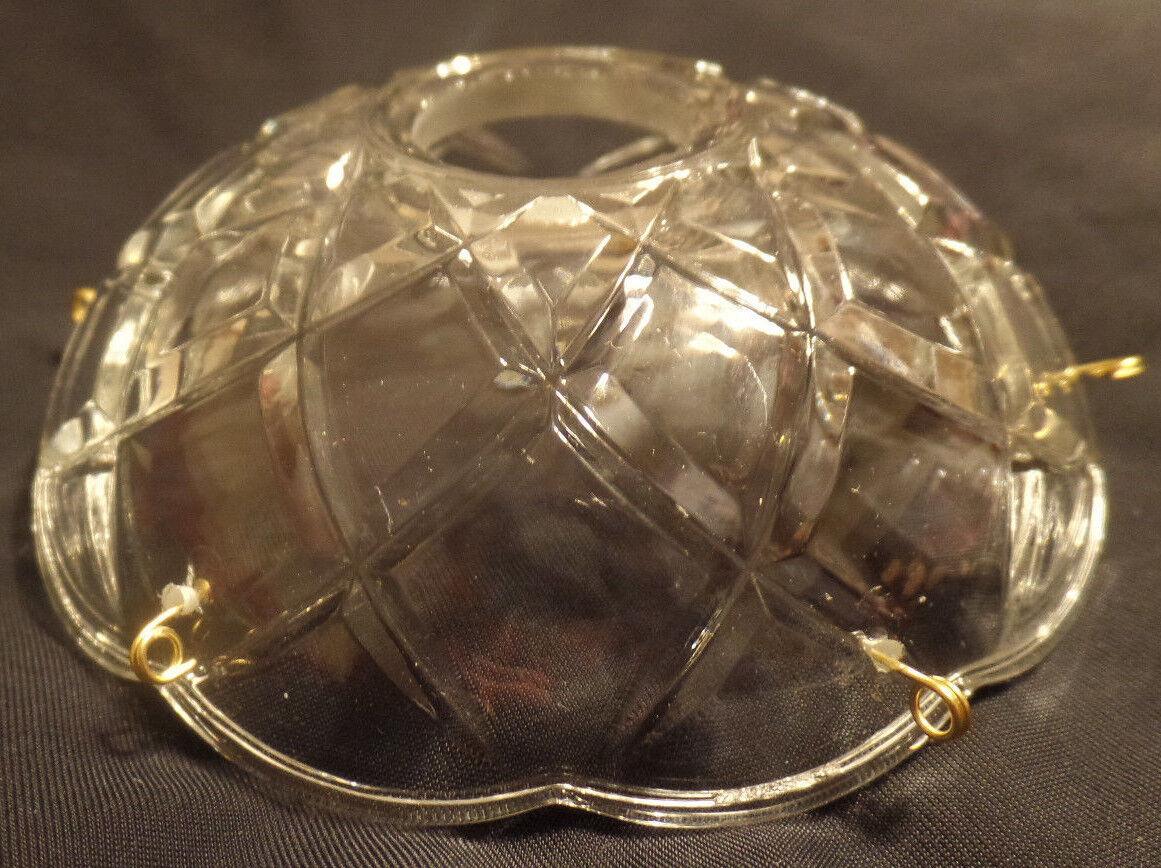 NEW 4" Pressed Glass Round Lamp Prism Chandelier Bobeche w/ 6 Brass Pins #BB906 - Stone Door Lamps