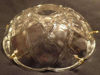 NEW 4" Pressed Glass Round Lamp Prism Chandelier Bobeche w/ 6 Brass Pins #BB906 - Stone Door Lamps