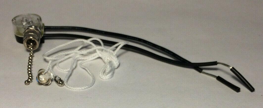 New Nickel Pull Chain On/Off Canopy Switch, 6" Long Wire Leads #CS405N - Stone Door Lamps