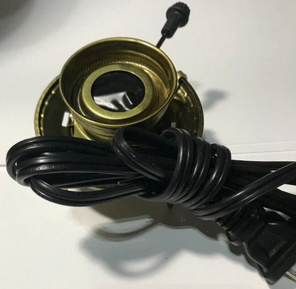 New Antique Brass Plated #2 Electric Lamp Burner With 6 ft. Black Cord #EB300BK - Stone Door Lamps