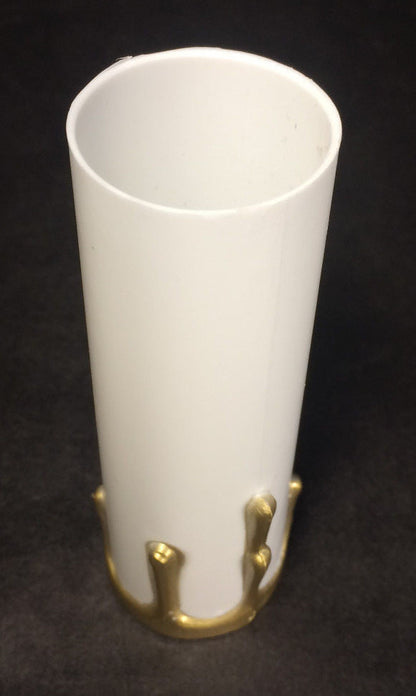 New 4" White Plastic Standard Socket (1 3/16" I.D.) Candle Cover w/ Gold Drips