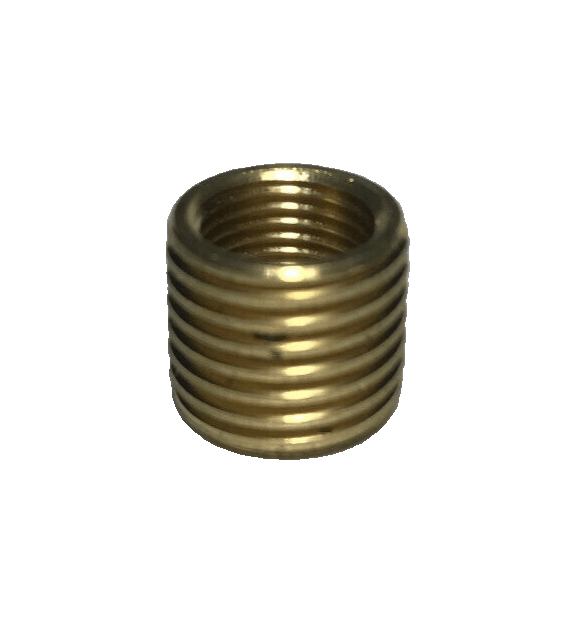 New Unfinished Brass Reducer Lamp Part, 1/4M(1/2") to 1/8F(3/8") Hole, #BR899S - Stone Door Lamps