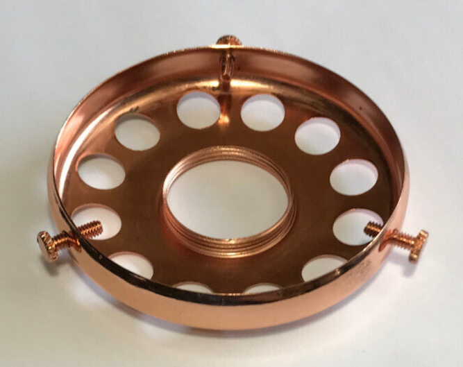 New 3 1/4" Fitter Screw On Uno Shade Holder, Polished Copper Finish #SH727C