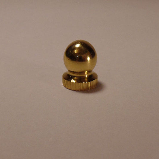 New Small Turned Brass Knob Finial For Standard Lamp Harps, 9/16" ht.,Burn. Laq.