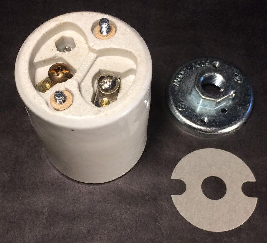 New KEYLESS MOGUL PORCELAIN Heavy Duty Electric Light Bulb Lamp Socket #SO109 - Stone Door Lamps