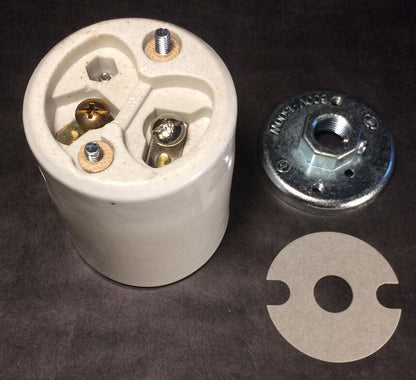 New KEYLESS MOGUL PORCELAIN Heavy Duty Electric Light Bulb Lamp Socket #SO109 - Stone Door Lamps