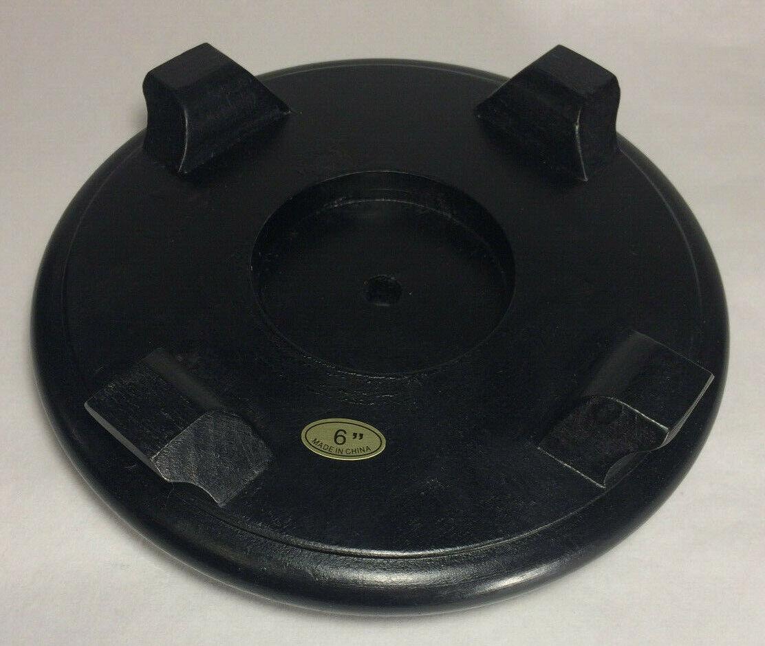 New 6" Footed Oriental Wooden Lamp Base w/ Waxed Black Finish 1/8 IP Slip WB256B - Stone Door Lamps