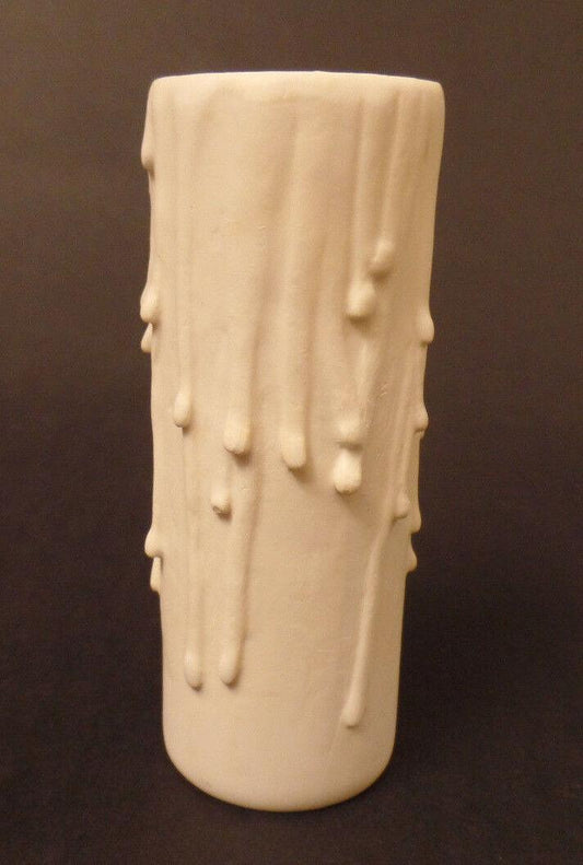 4" Flat White PolyBeesWax Chandelier Standard Lamp Candle Cover with DRIPS 912T - Stone Door Lamps