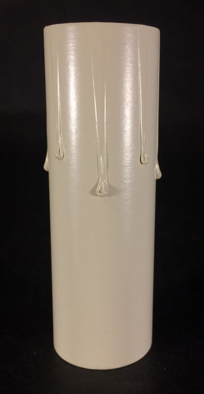 4" WHITE IVORY Paper Board Chandelier Standard CANDLE COVER with DRIPS  CC977I