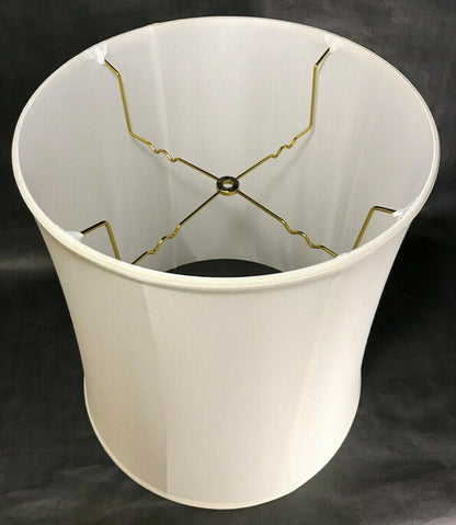 New 14x15x17 Eggshell Satin Cylinder Softback Fabric Lamp Shade, Tissue Shantung - Stone Door Lamps