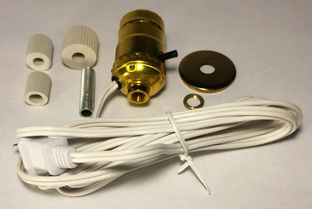 New Jug, Bottle Lamp Adapter Kit With 6 ft. White Cord And Hardware #JA337 - Stone Door Lamps