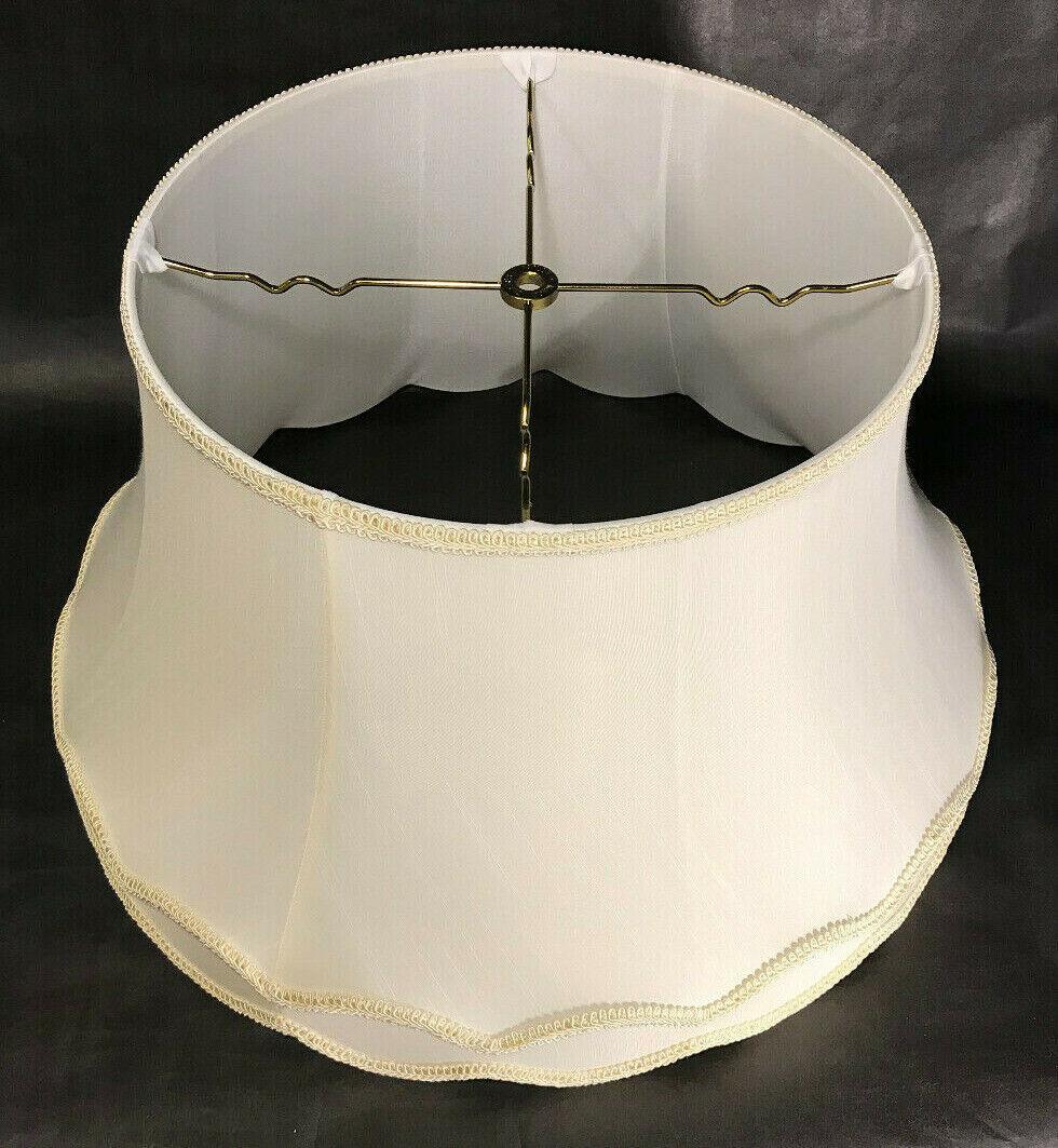 New 13x19x11 Eggshell Deluxe Gallery Bell Fabric Floor Lamp Shade W/ Gimp Trim - Stone Door Lamps