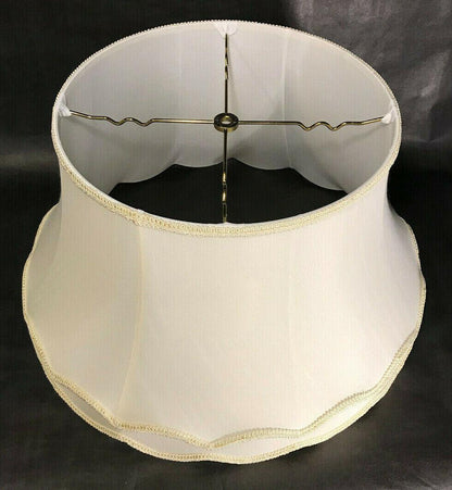 New 13x19x11 Eggshell Deluxe Gallery Bell Fabric Floor Lamp Shade W/ Gimp Trim - Stone Door Lamps