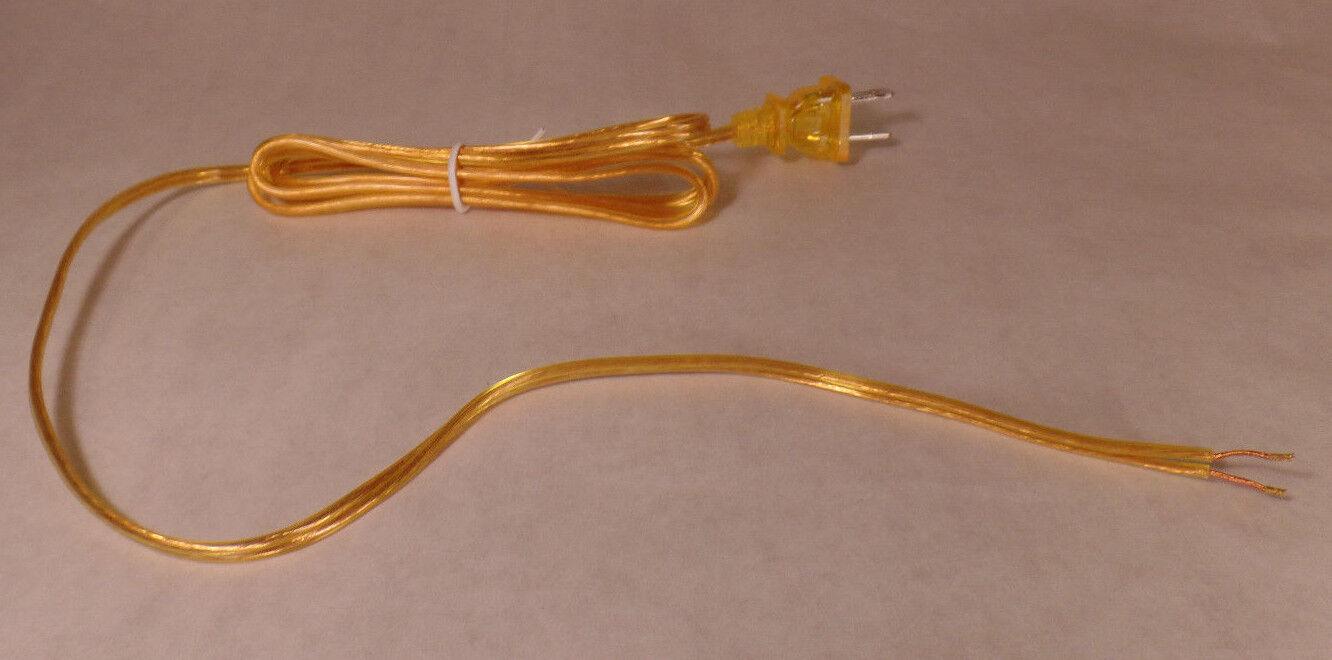 Lot of 10, 6 feet Clear Gold 18/2 Plastic Covered Lamp Cord Plug Set SPT - 1, U.L. - Stone Door Lamps