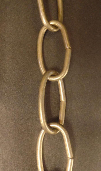 New 3' Antique Brass Finish 8 Gauge Steel Chandelier Fixture Oval Lamp Chain - Stone Door Lamps