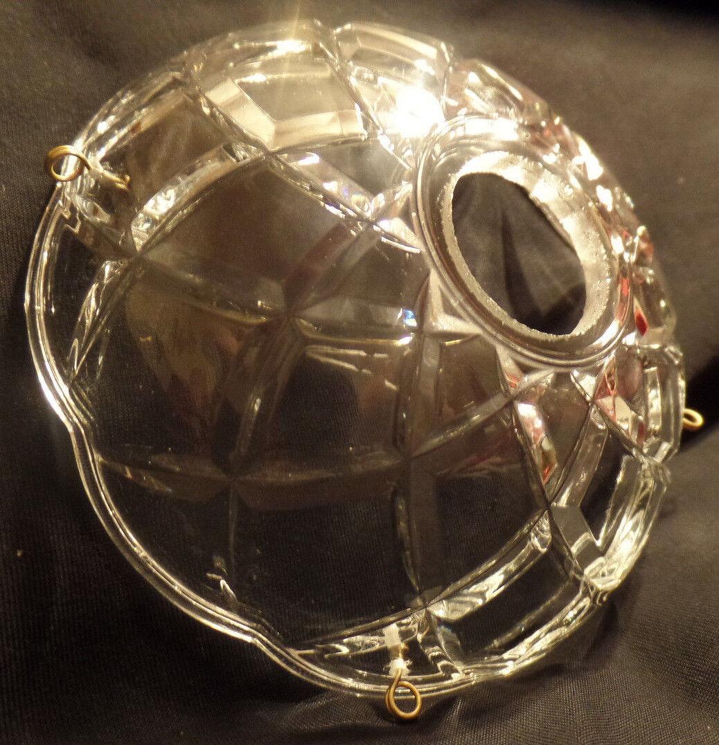 NEW 4" Pressed Glass Round Lamp Prism Chandelier Bobeche w/ 4 Brass Pins #BB900 - Stone Door Lamps