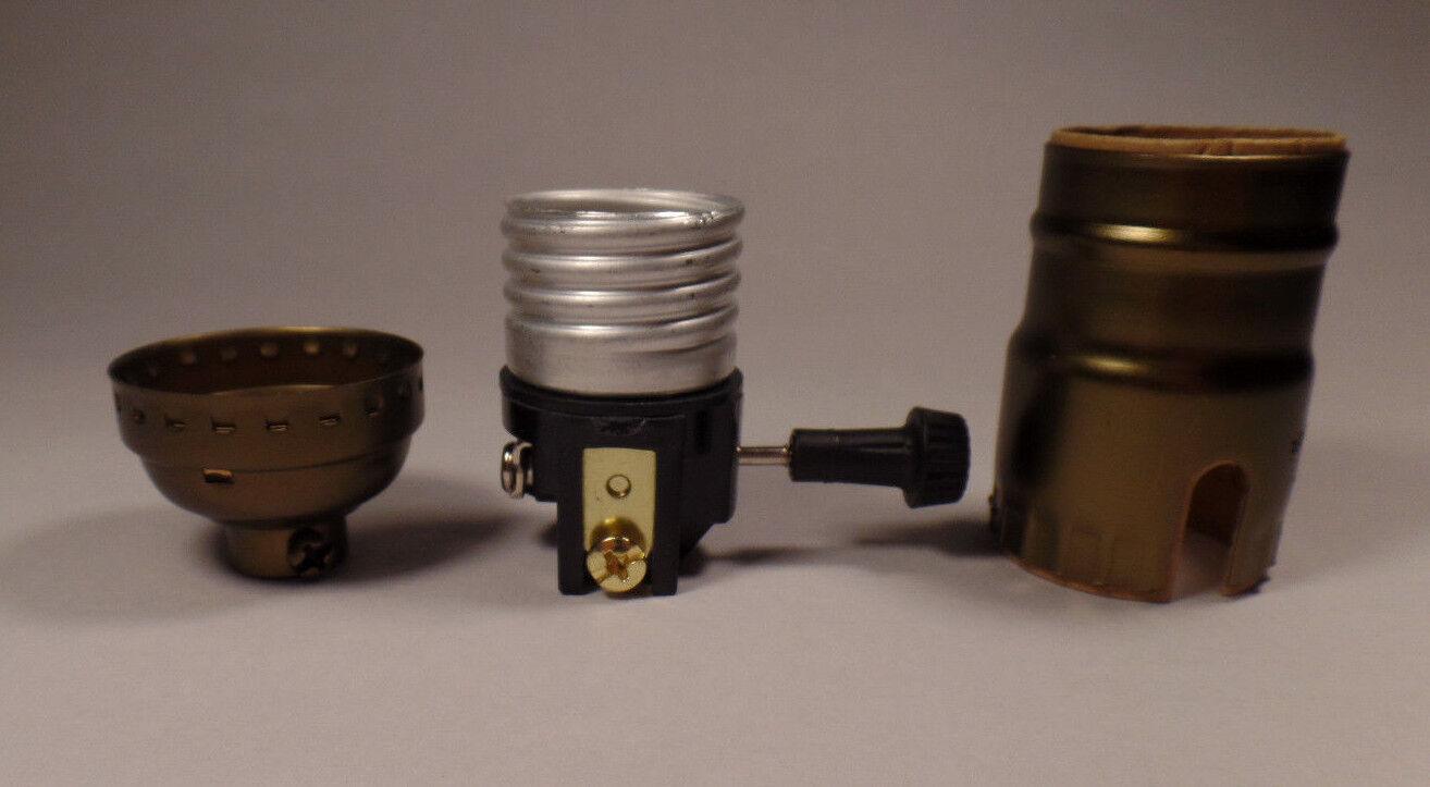 New 3 - Way Antique Brass Finish Medium Base Turn Knob Lamp Socket SO346A - Stone Door Lamps