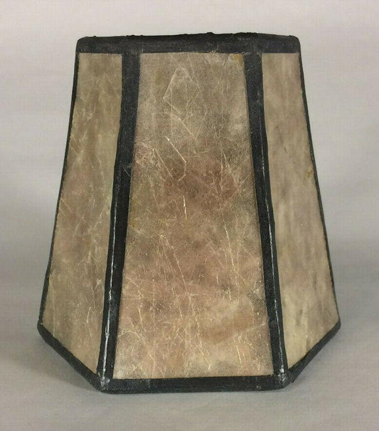 2.5"x4"x3.75" Mini Mica Chandelier Shade Parchment Color Hexagon Style Bulb Clip - Stone Door Lamps