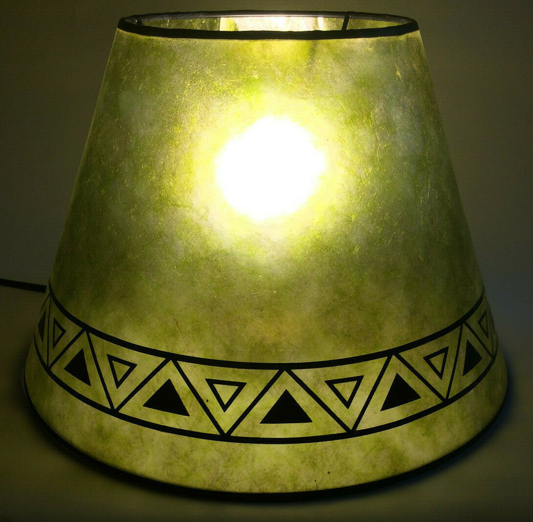 New Craftsmen Green Empire Shaped Mica Lamp Shade W/ Geometric Design Print 709E