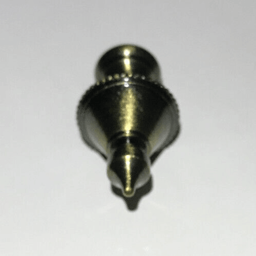 New 1 1/2" Turned Brass Lamp Finial w/ Antique Brass Finish, 1/4 - 27F Tap #BF348A - Stone Door Lamps