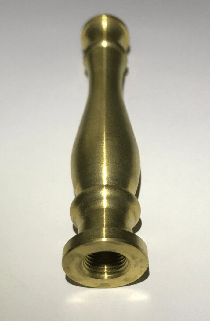 New 4 1/8" Unfinished Turned Brass Lamp Spindle, 1/8F (3/8"), 3/4" Dia. #LS943U - Stone Door Lamps