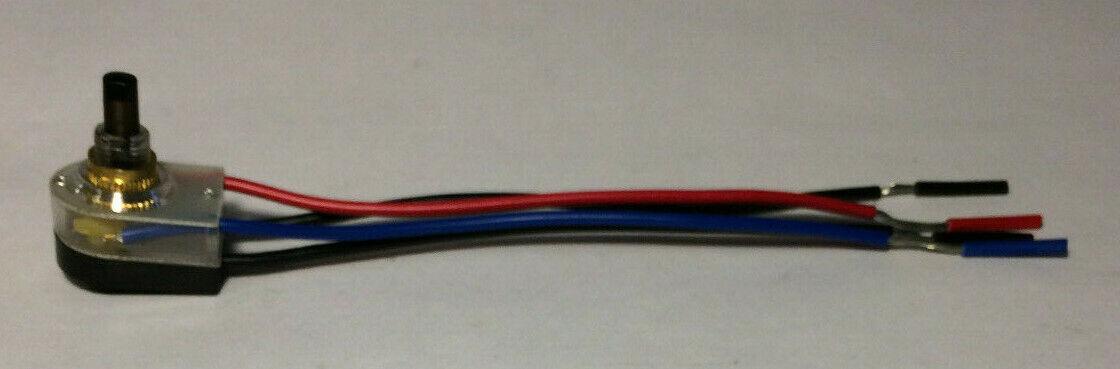 New On/Off Lighted Push Canopy Switch w/ Brass Nut, 6" Wire Leads, 3/8" Shank - Stone Door Lamps