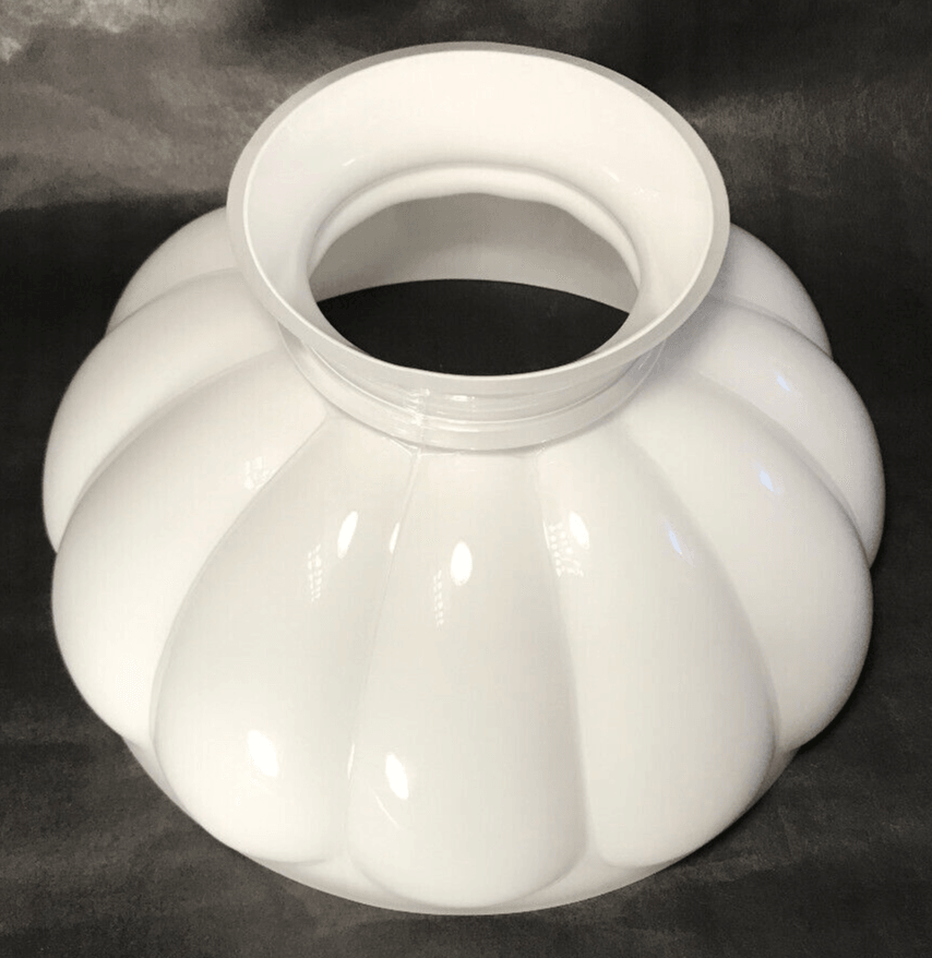 New 10" Clear Over Opal White Melon Cased Glass Student Lamp Shade, #SH050C - Stone Door Lamps