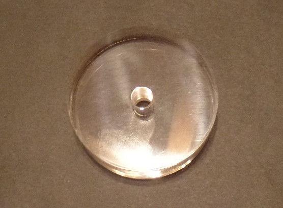 New 3" Diameter Clear Round Acrylic Lamp Break Base w/ Center Hole, No Wire Way - Stone Door Lamps