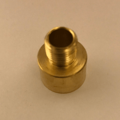 New Straight Nozzle Adapter Lamp Part , Unfinished Turned Brass, Tap 1/4F x 1/8M - Stone Door Lamps