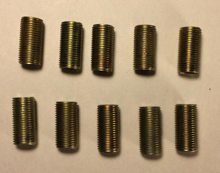 Lot Of 10, 1 1/4" ,1/8IP Zinc Plated Steel Lamp Nipples 3/8" O.D. Rust Resistant - Stone Door Lamps