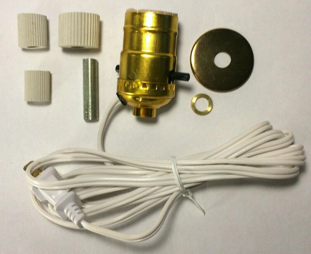 New Jug, Bottle Lamp Adapter Kit With 6 ft. White Cord And Hardware #JA337 - Stone Door Lamps