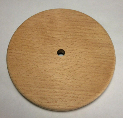 New 6" Modern Style Disc Shaped Rustic Wooden Lamp Base W/ Wire Way Hole #WB314U - Stone Door Lamps