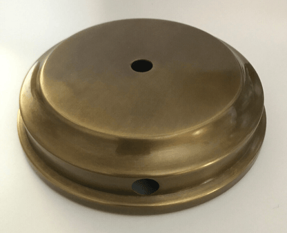 New 4" Diameter Lamp Base, Modern Style Solid Spun Brass, Flared Antique Finish - Stone Door Lamps