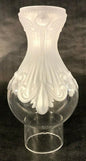 New 2.5" x 8 1/4" Frosted & Clear Embossed Glass Princess Feather Lamp Chimney 