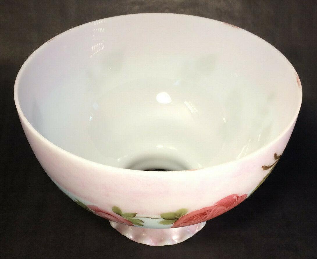 New 10" Hand Painted Student Shade W/ Queen Elizabeth Roses Mottled Carmine Tint - Stone Door Lamps