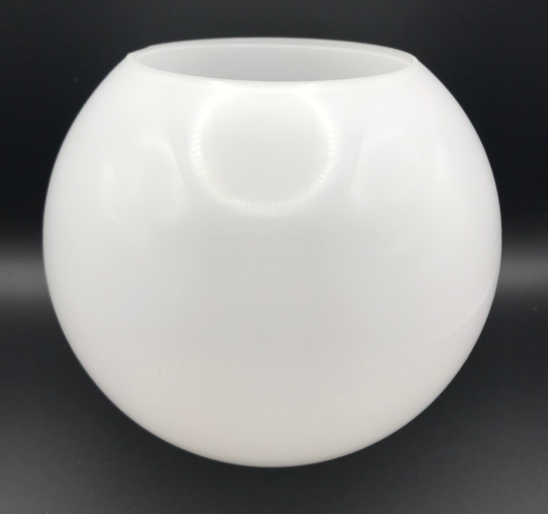 New 5" Clear Over Opal White Glass Neckless Ball Pendant Shade, 3" Top Opening