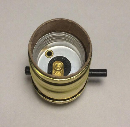 Push Thru Lamp Socket standard size Light Bulbs Brass Plated Shell Reg. Cap #341 - Stone Door Lamps