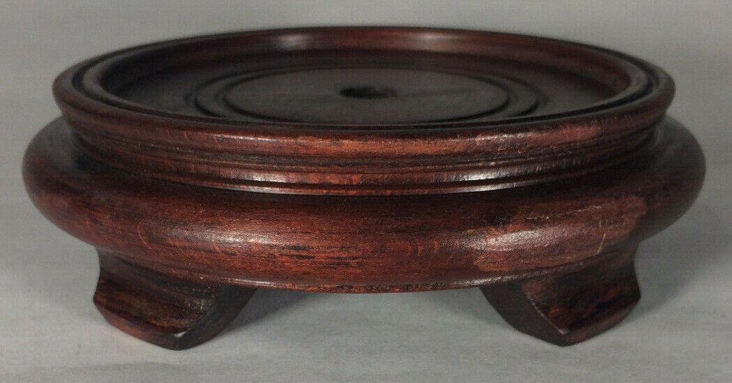 New 4" Footed Oriental Wooden Lamp Base w/ Rosewood Finish 1/8 IP Slip #WB252R - Stone Door Lamps