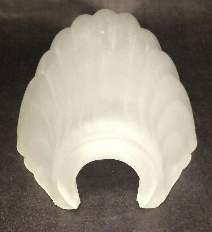 New Crystal Etched Shell Shaped Desk Lamp Fixture Shade, 2 1/4" Fitter 7.5" Long - Stone Door Lamps
