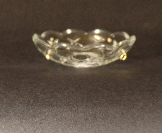 3 3/8" Pressed Glass Round Lamp Prism Chandelier Bobeche w/ 4 Brass Pins #BB925 - Stone Door Lamps