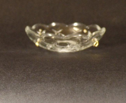 3 3/8" Pressed Glass Round Lamp Prism Chandelier Bobeche w/ 4 Brass Pins #BB925 - Stone Door Lamps