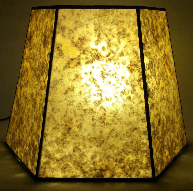 9" x 14" x 10" Golden Hexagon Style Mica Bridge Floor Lamp Shade #MS704GLD