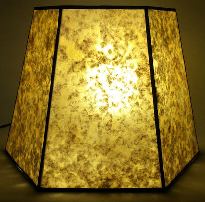 9" x 14" x 10" Golden Hexagon Style Mica Bridge Floor Lamp Shade #MS704GLD